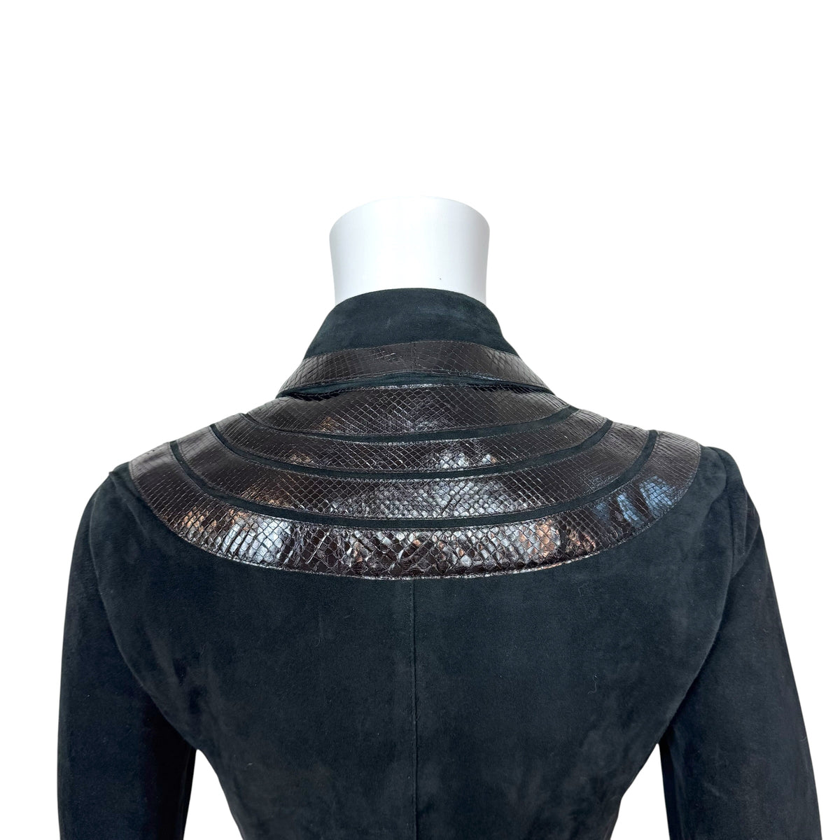 Gucci Black Suede & Python Mid-Length Jacket