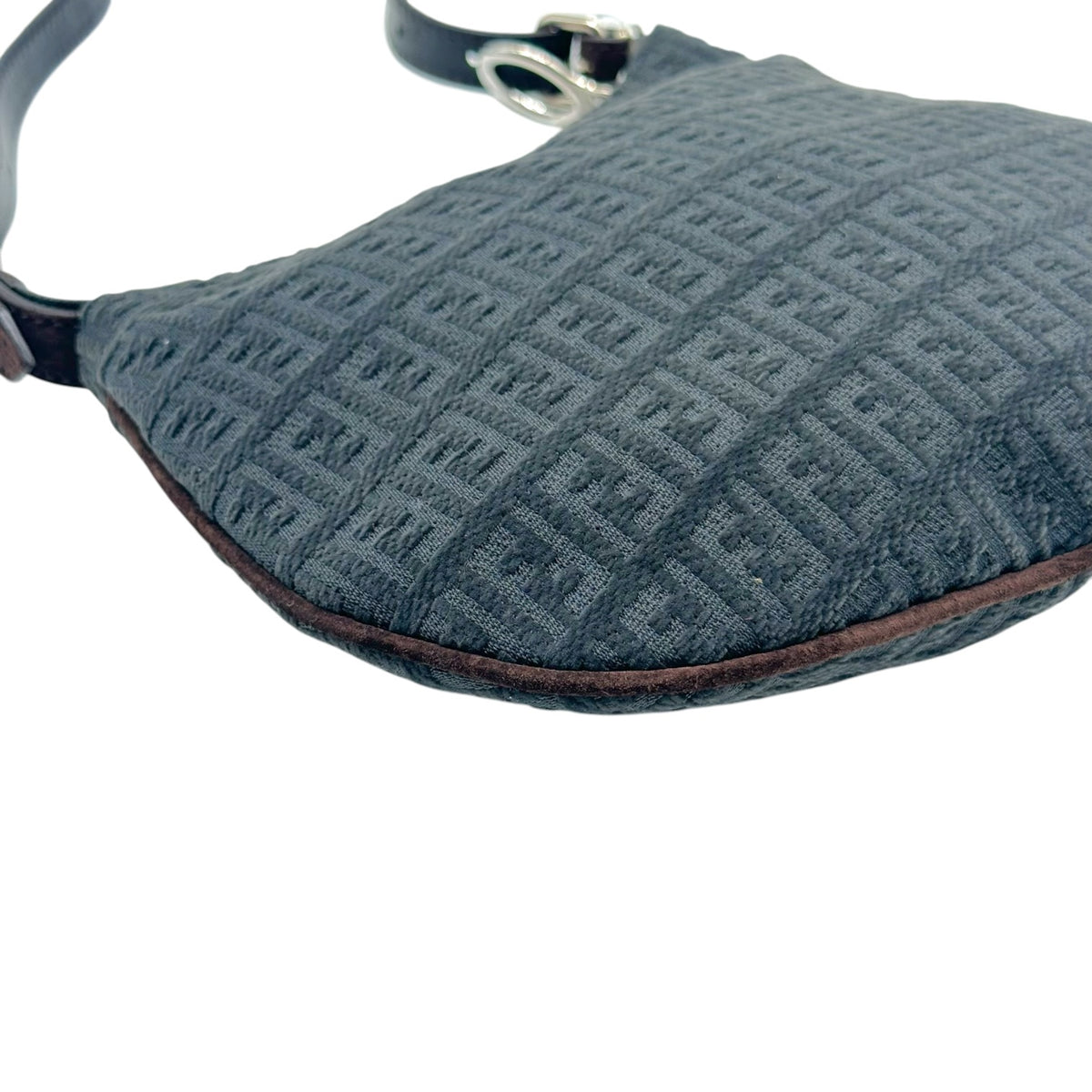 Fendi Small Oyster Bag Black Velour Zucchino Monogram
