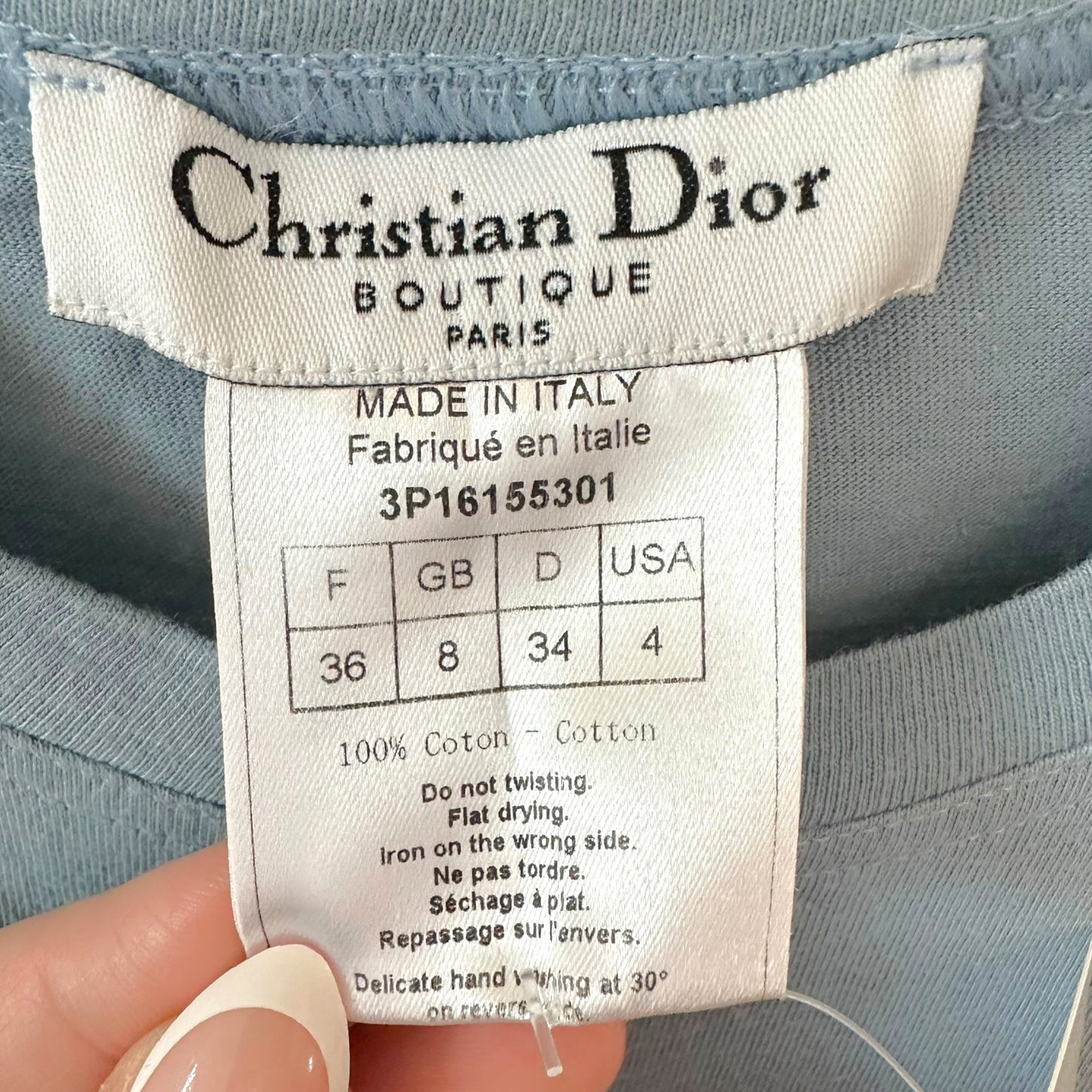 Christian Dior Light Blue & Beige J'Adore Dior Tank Top