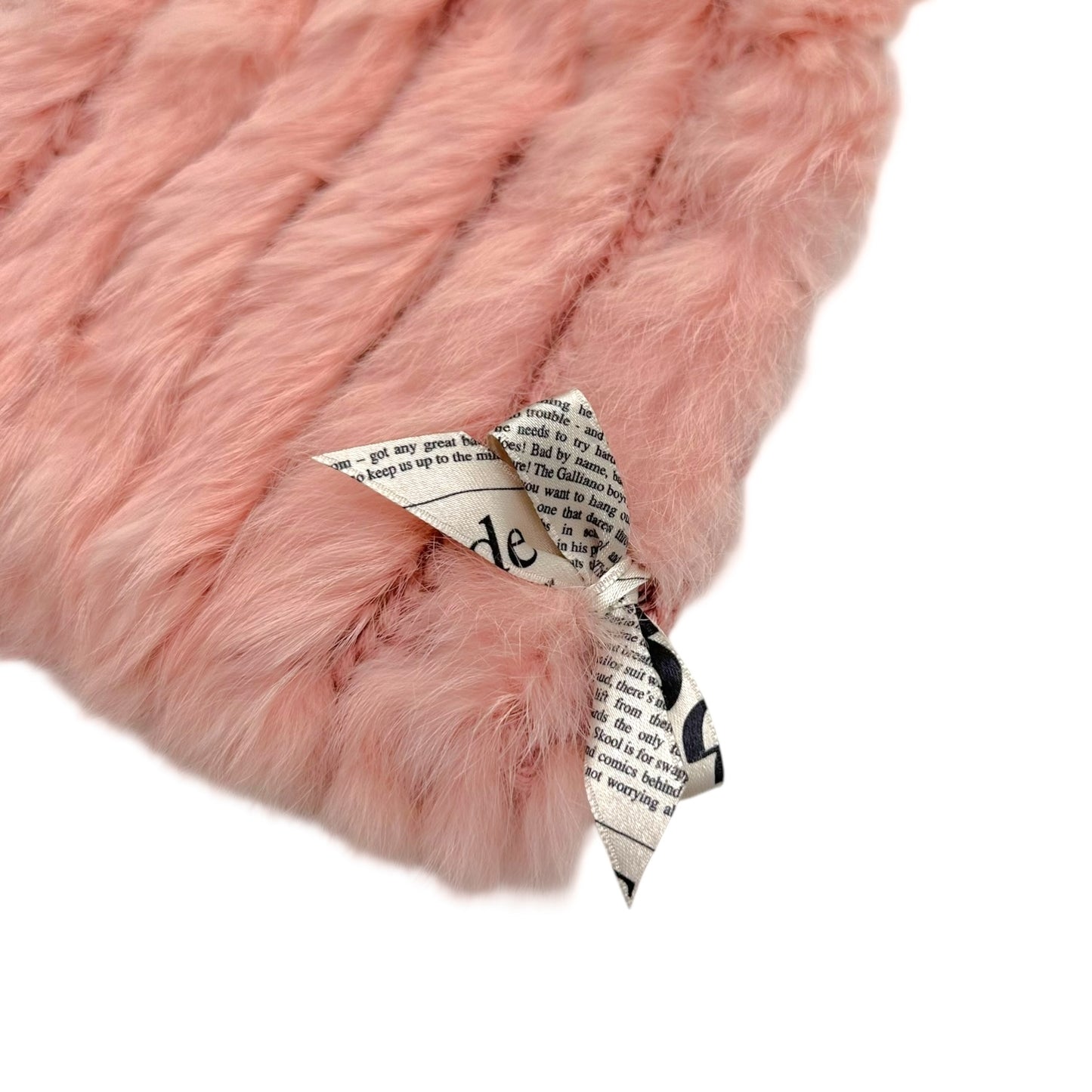 John Galliano Pink Rabbit Fur Beanie Hat