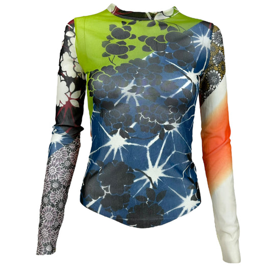 Jean Paul Gaultier Multicolor Floral Mesh Longsleeve Top - Outfit Repeater
