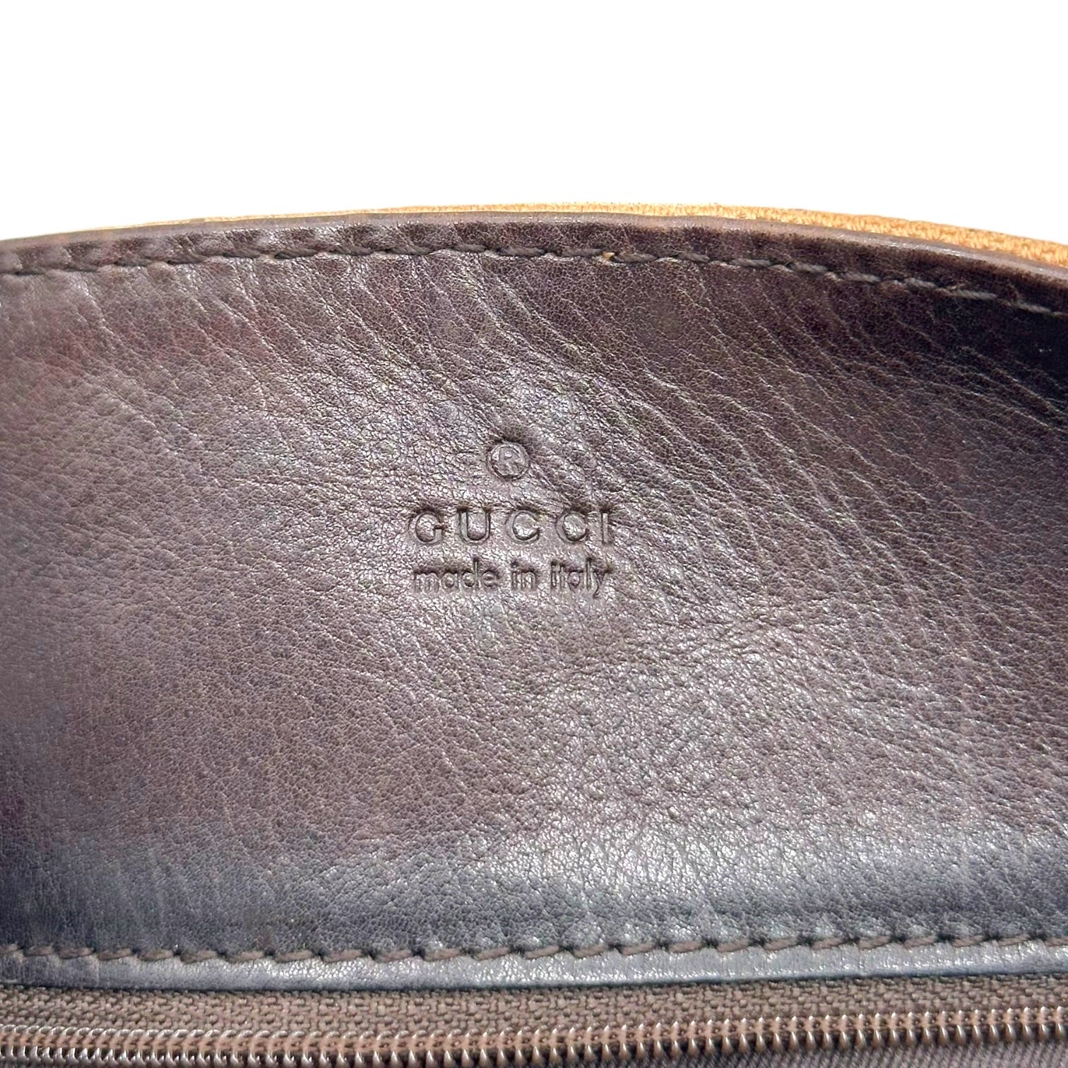 Gucci Tan Monogram Drawstring Slouchy Tote Bag