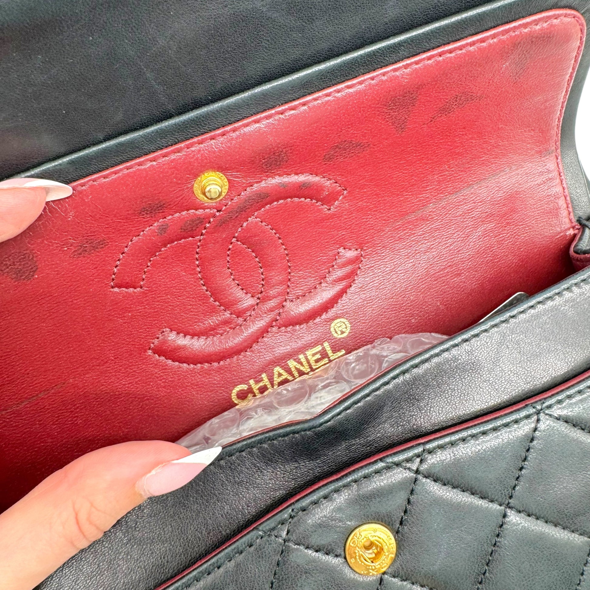 Chanel Black Lambskin Matelasse Small Classic Double Flap Bag
