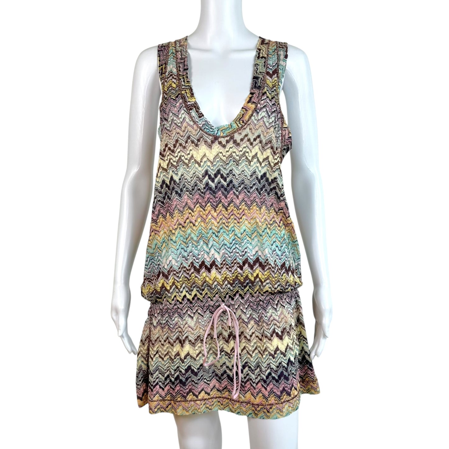 Missoni Mare Mini Dress Multicolor Pastel Chevron Knit