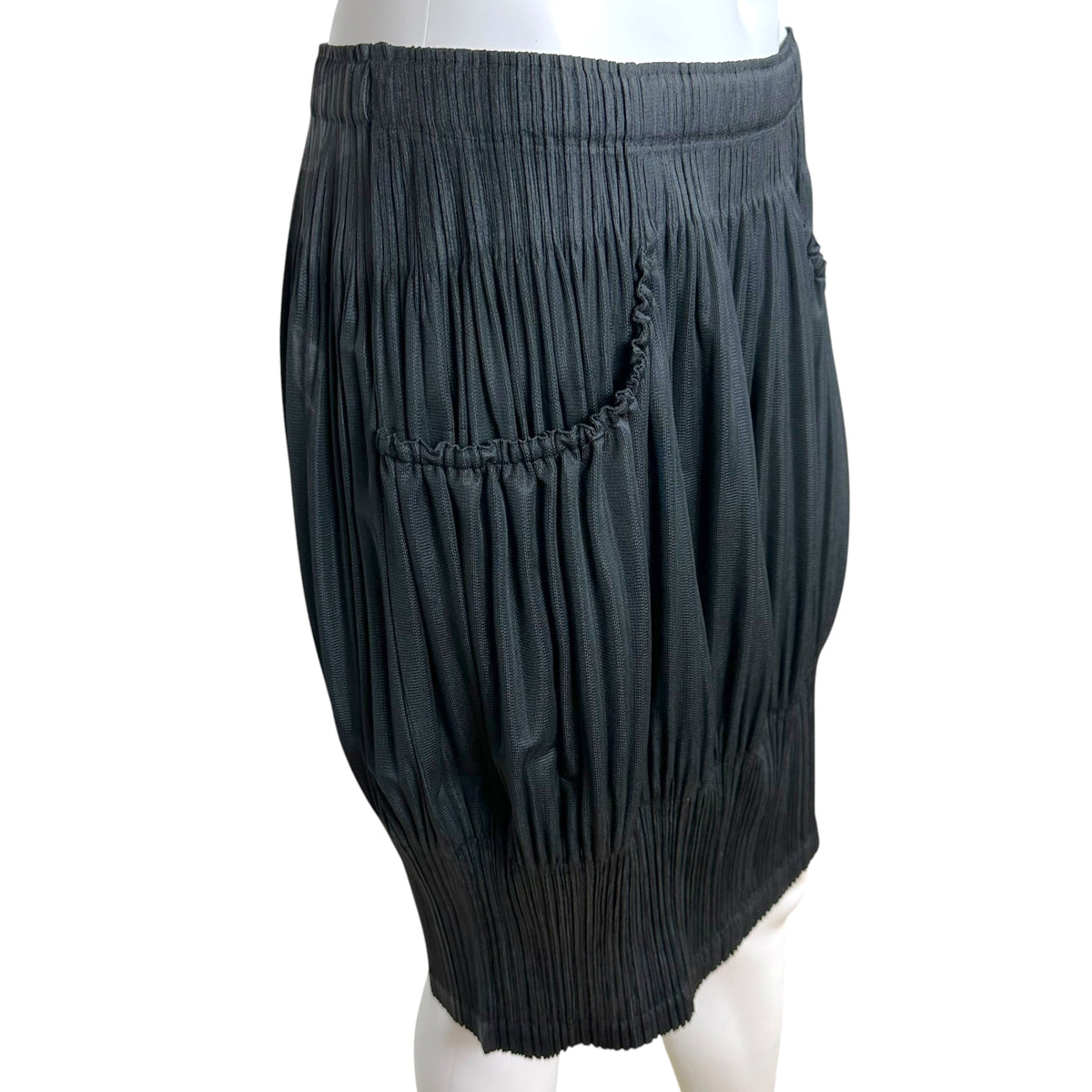 Issey Miyake Pleats Please Black Pleated Midi Skirt