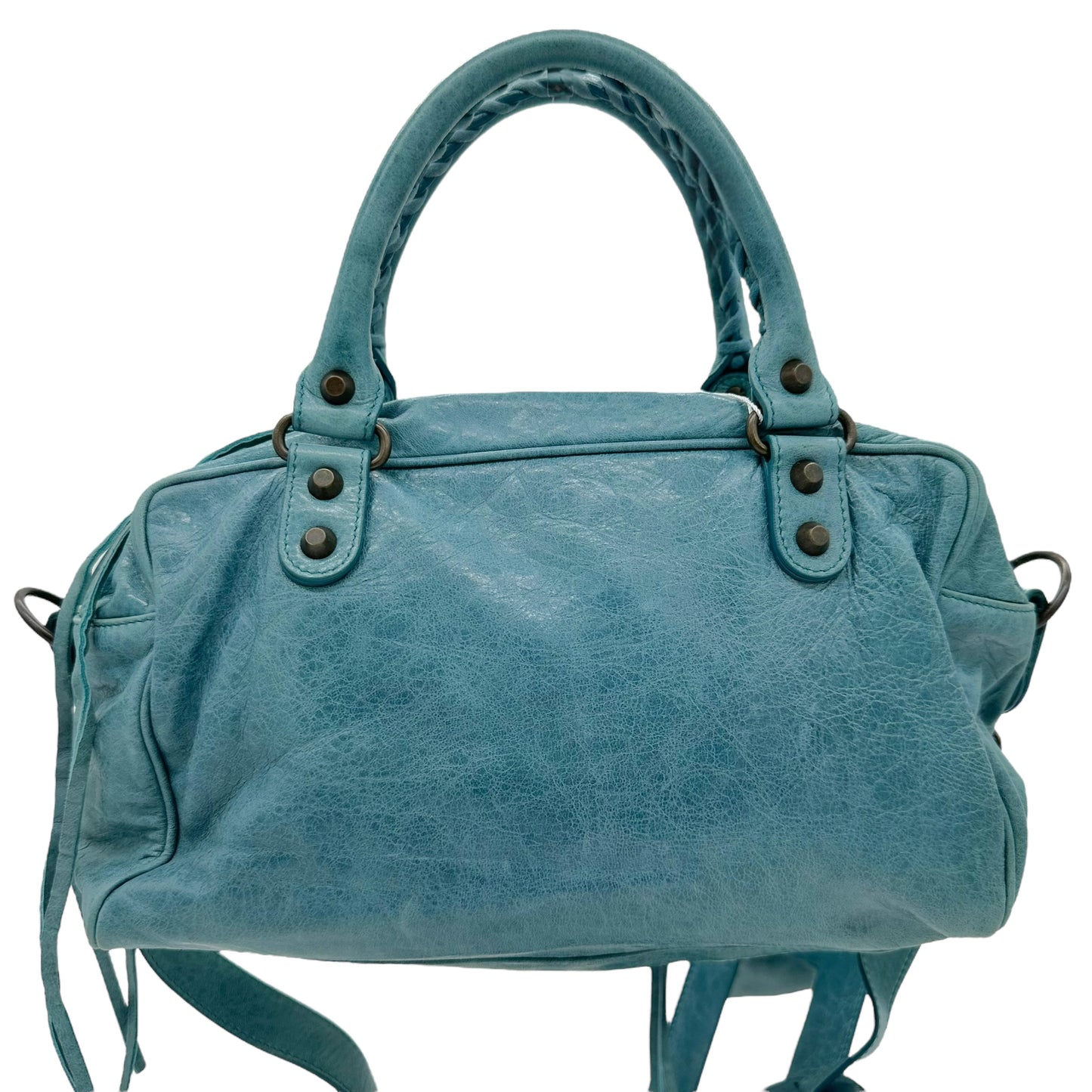 Balenciaga Blue Leather Twiggy City Bag - Outfit Repeater