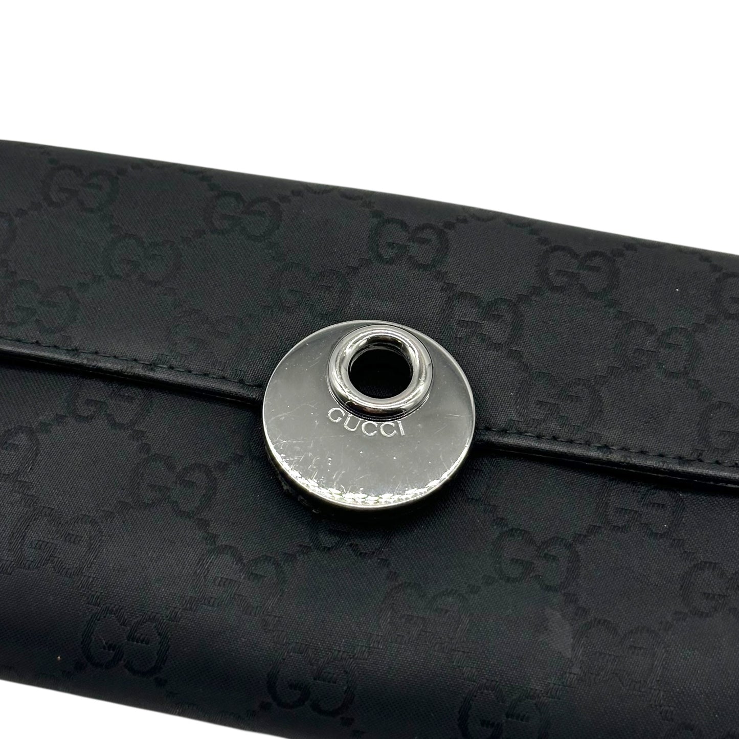 Gucci Black Monogram Logo Snap Long Wallet - Outfit Repeater