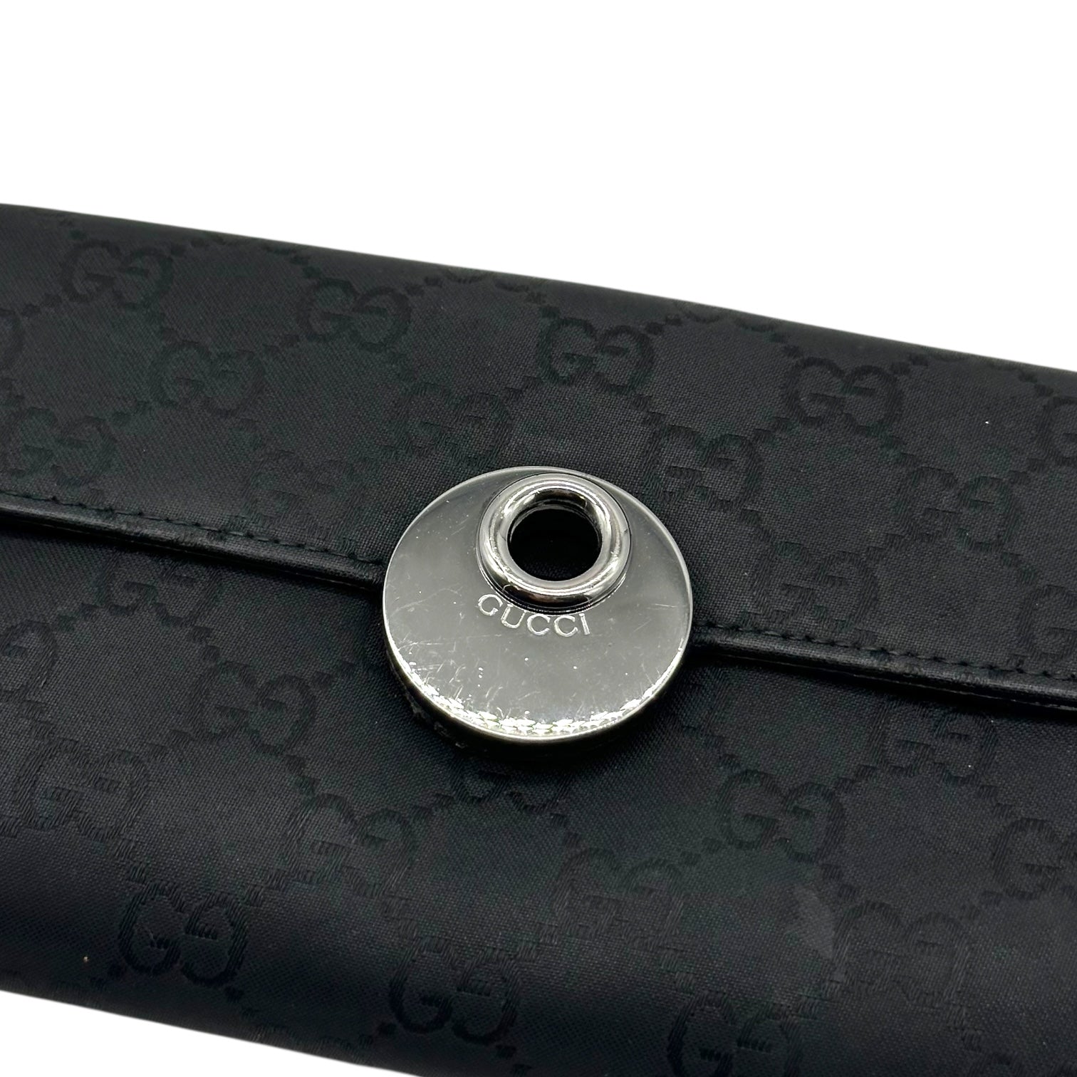 Gucci Black Monogram Logo Snap Long Wallet - Outfit Repeater