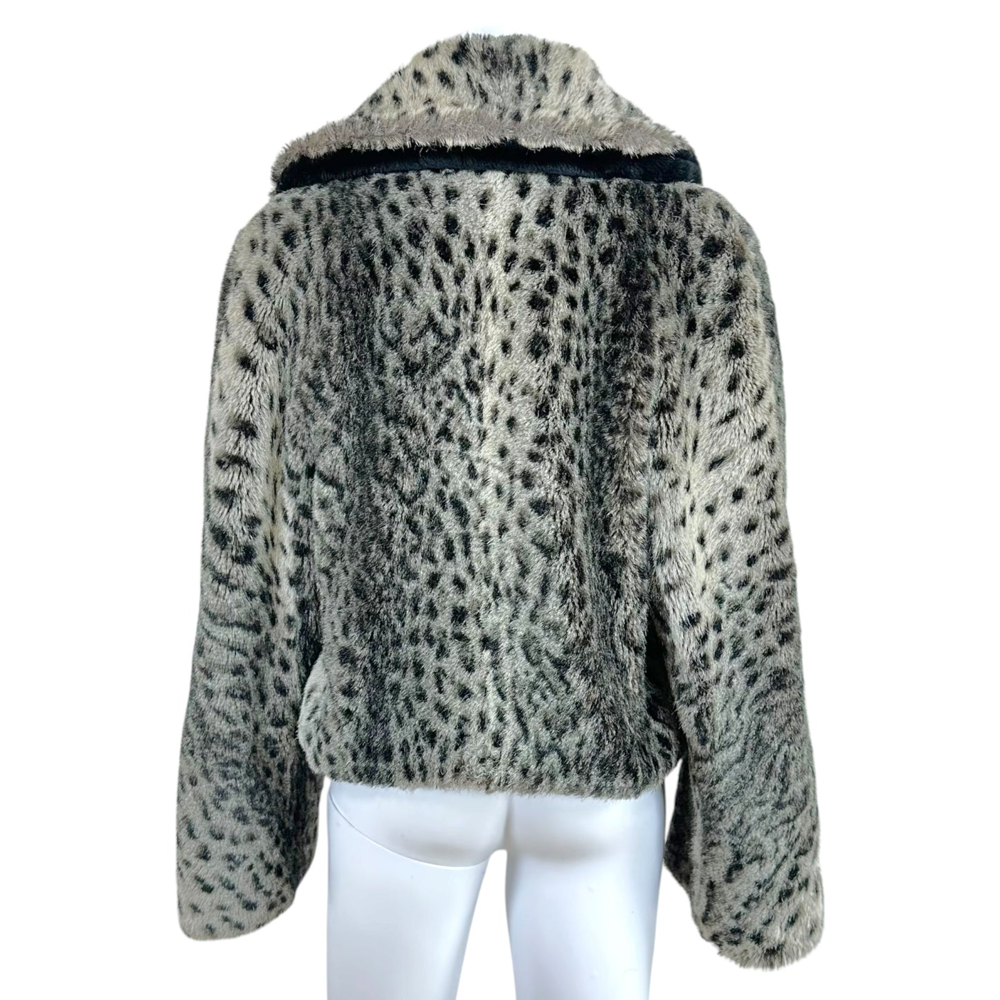 Sonia Rykiel Gray Leopard Print Faux Fur Coat