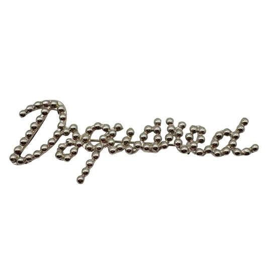 Dsquared2 Silver Large Spell-Out Logo Brooch Pin