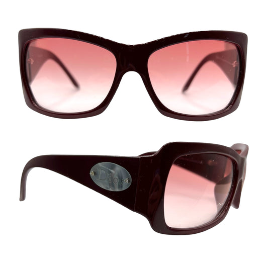 Christian Dior ClassicDior1 Red & Mother of Pearl Logo Oversized Sunglasses w/ Case