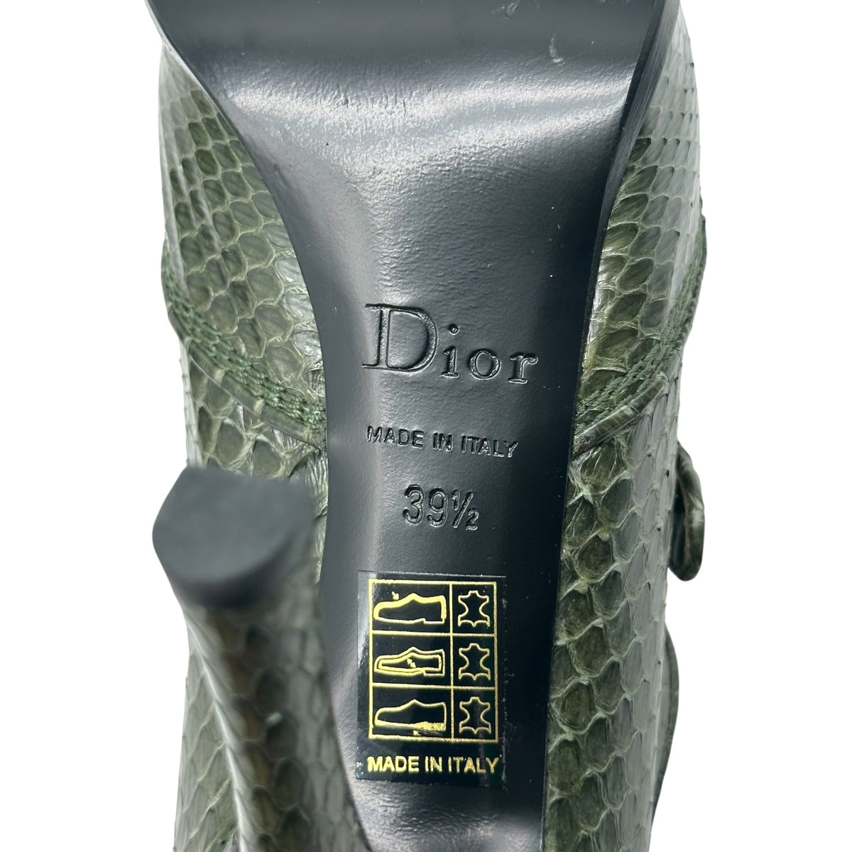 Christian Dior Forest Green Python Multi-Strap Platform Pumps