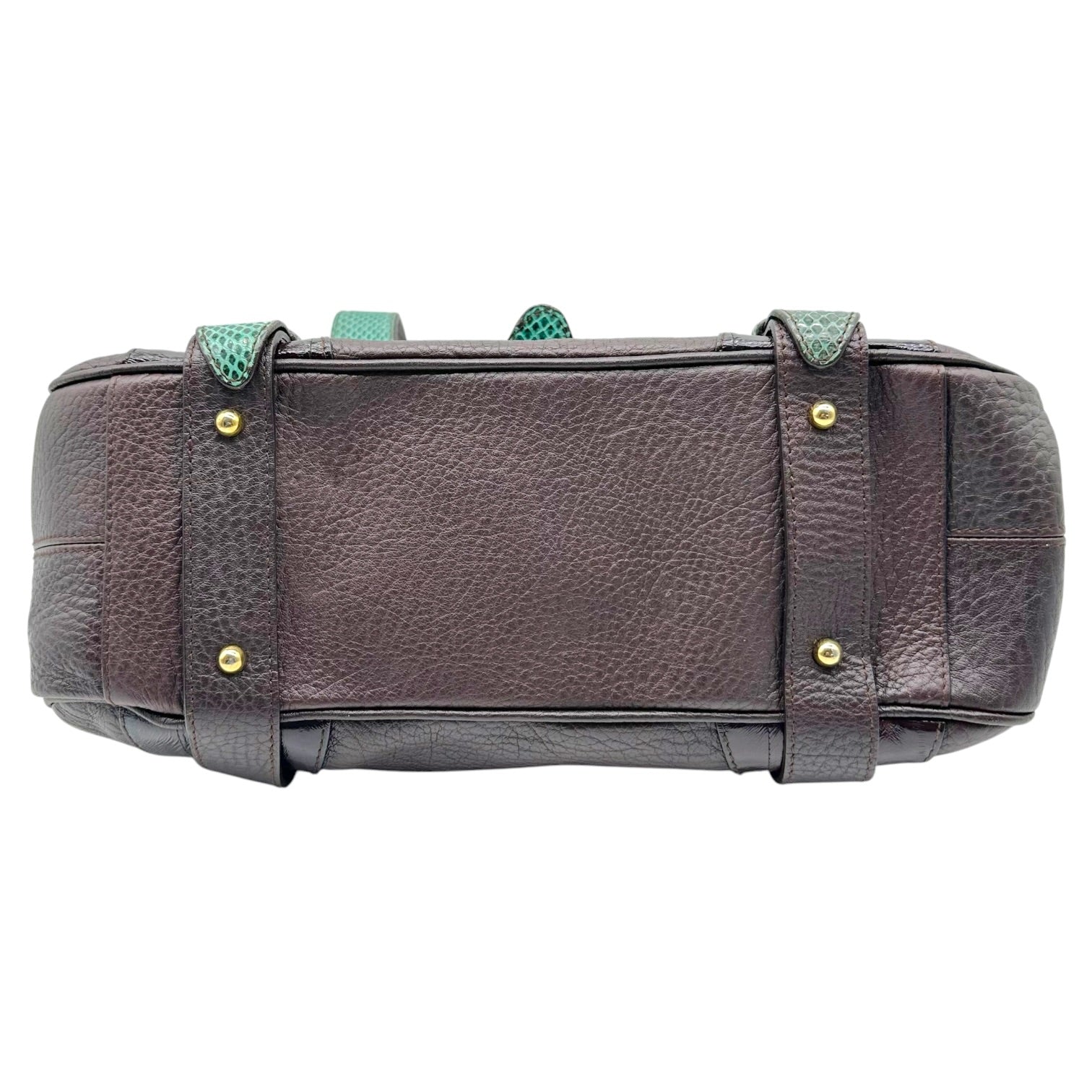 Dolce & Gabbana Teal Snakeskin Brown Leather Shoulder Bag