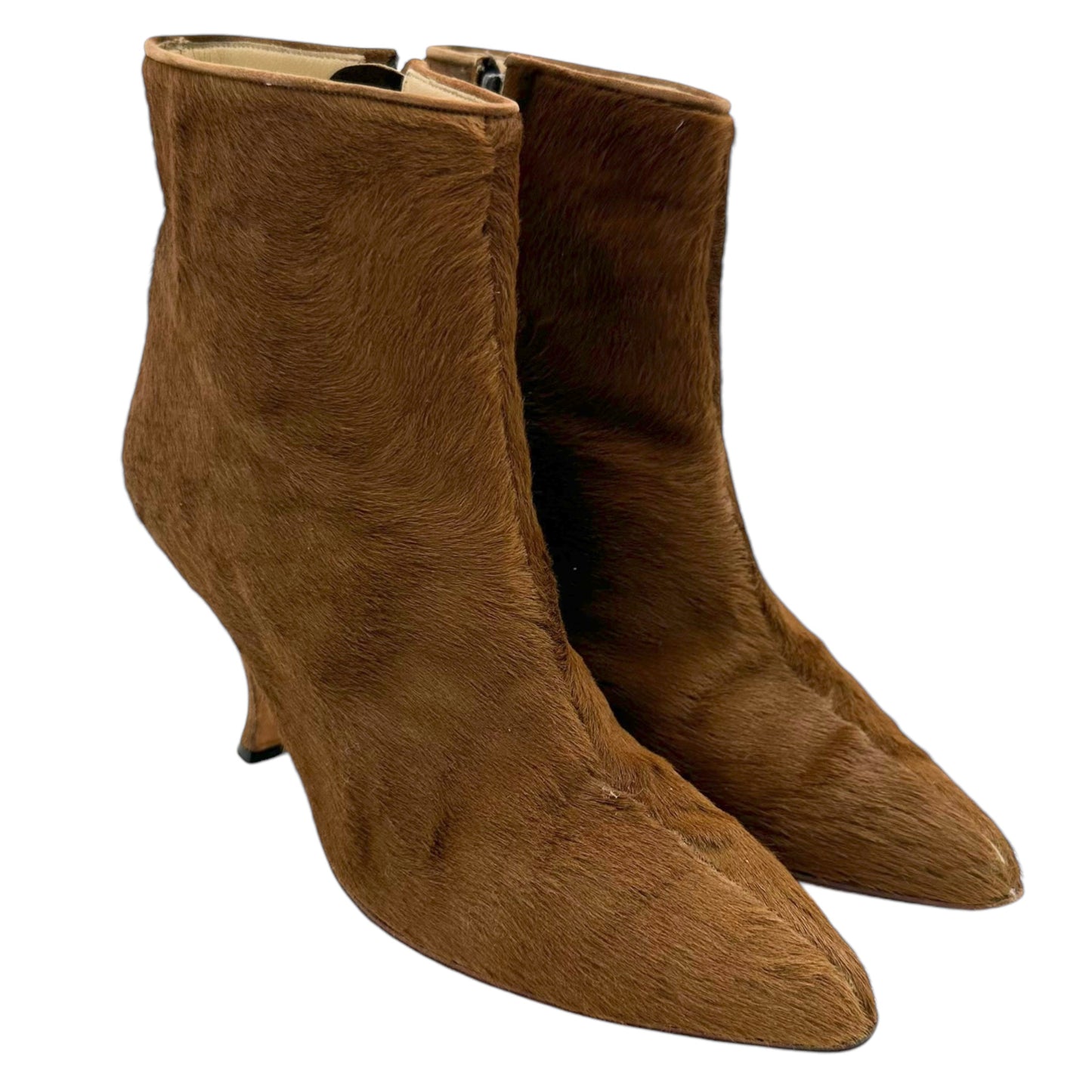 Manolo Blahnik Brown Ponyhair Heeled Booties