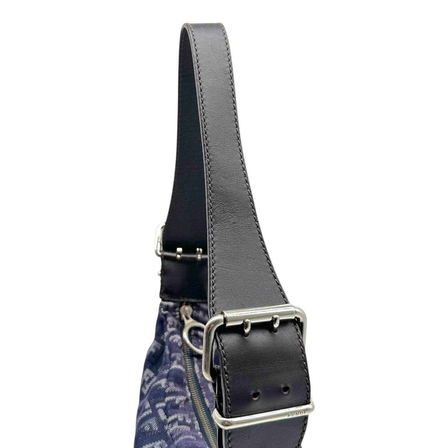 Fendi Medium Oyster Shoulder Bag Indigo Denim Monogram