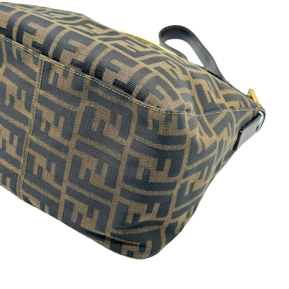 Fendi Brown Zucca Monogram Fold-Over Baguette Bag