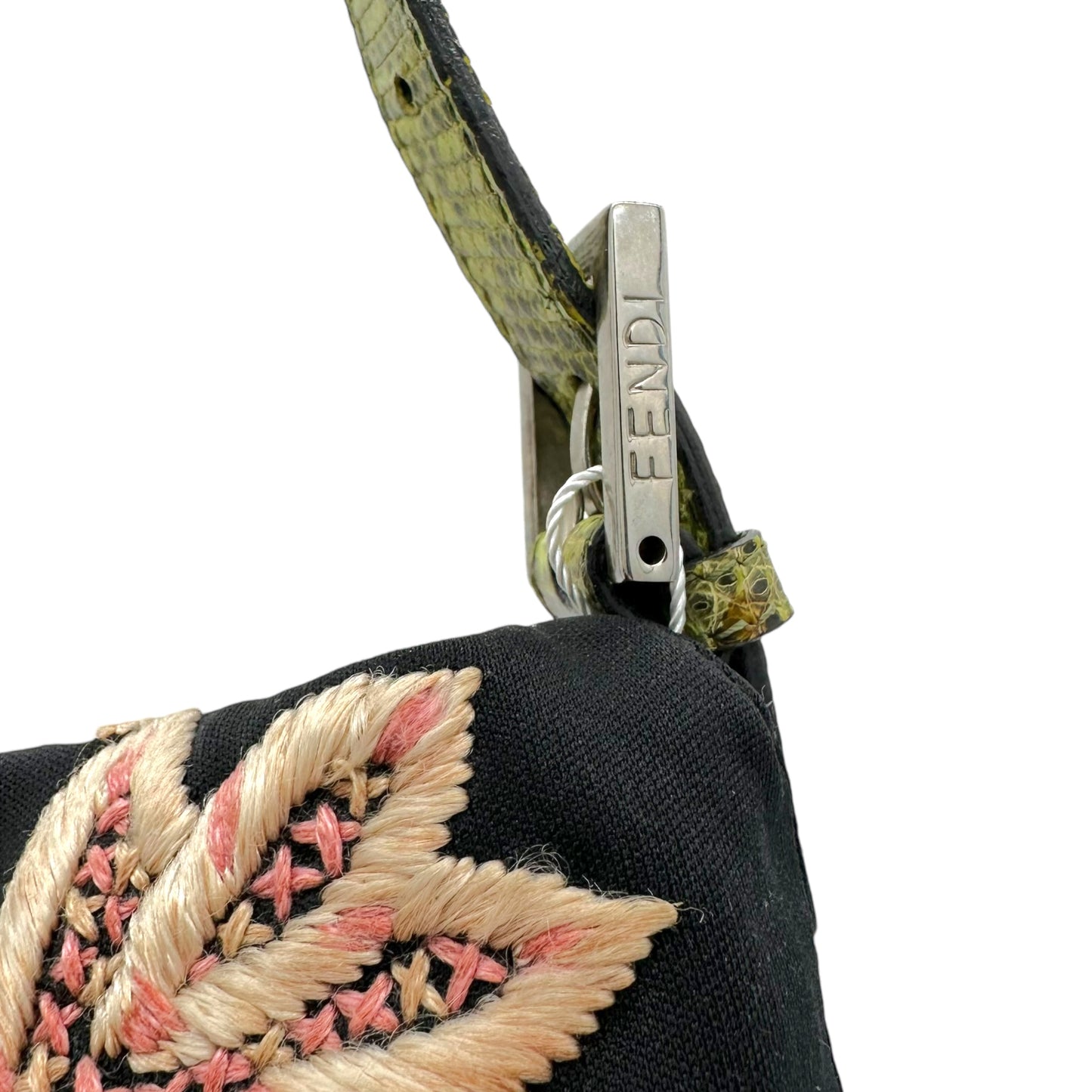 Fendi Black Embroidered Lizard Trim Mama Baguette - Outfit Repeater