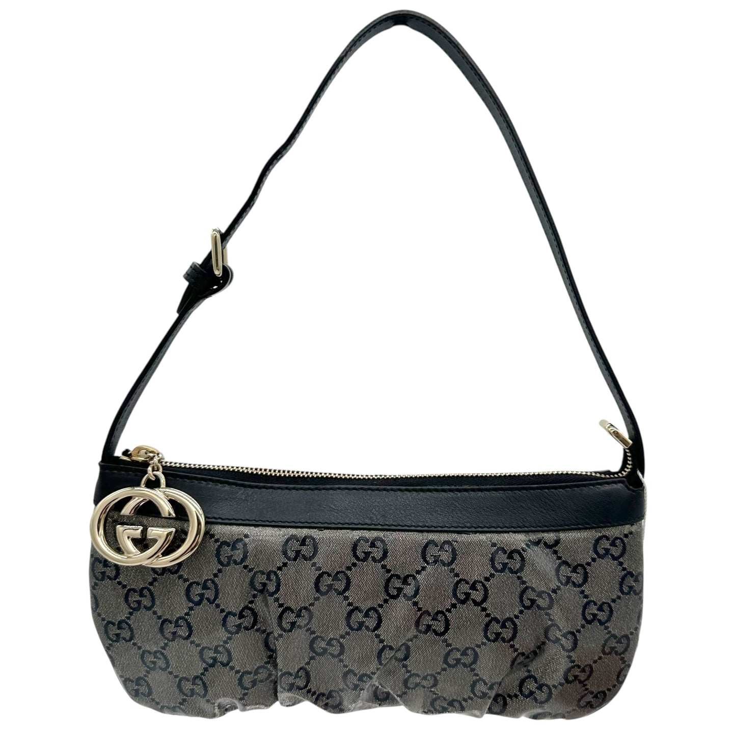 Gucci Silver Coated Canvas Monogram Pochette Bag - Outfit Repeater
