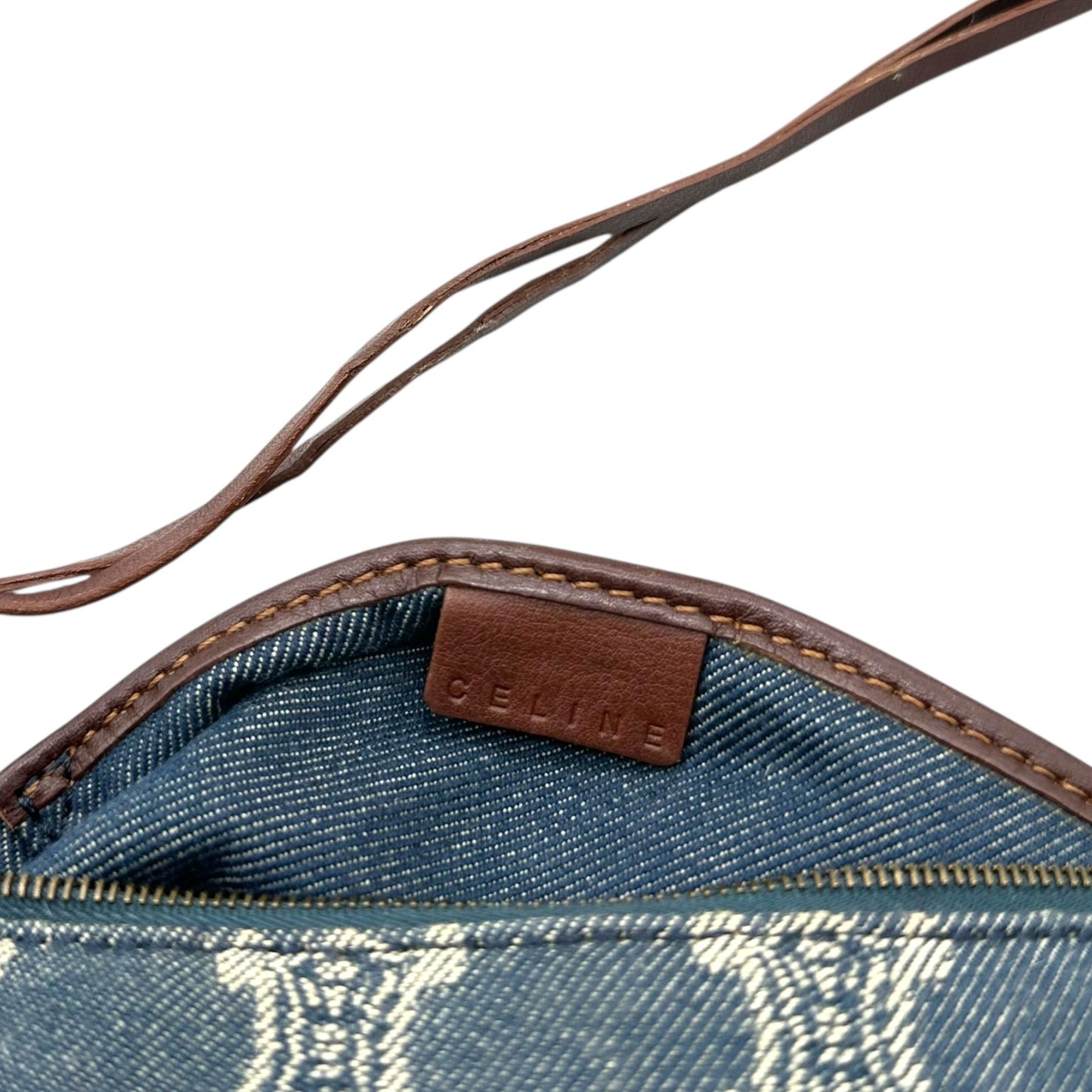 Celine Denim Triomphe Monogram Pochette Shoulder Bag