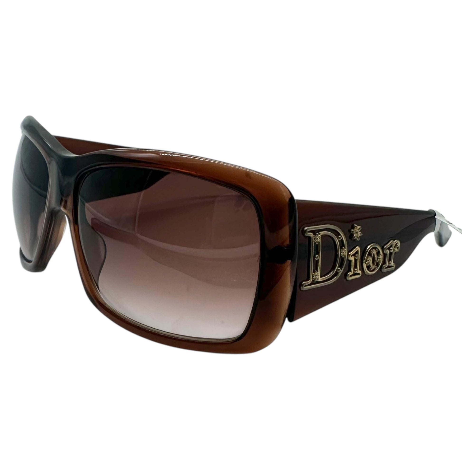 Christian Dior DiorAventura Brown Oversized Flower Logo Sunglasses - Outfit Repeater