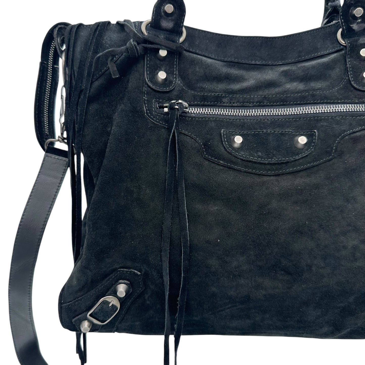 Balenciaga Black Suede Giant City Bag