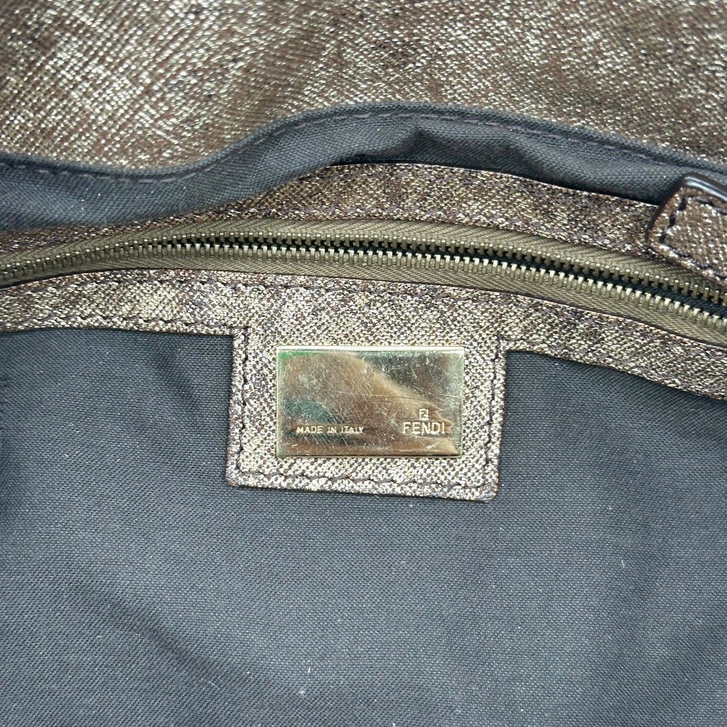 Fendi Gold Leather Medium Chef Bag