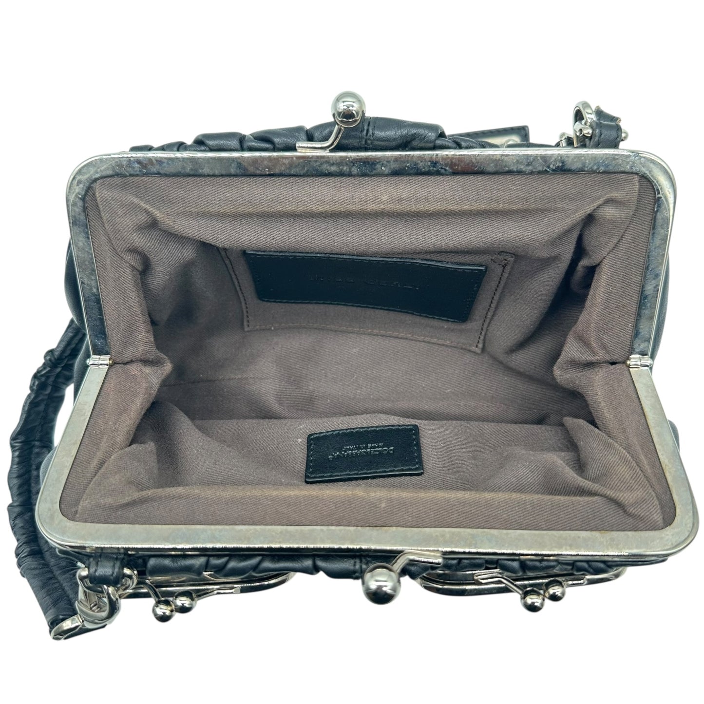 Dolce & Gabbana Black Leather Kisslock Shoulder Bag - Outfit Repeater