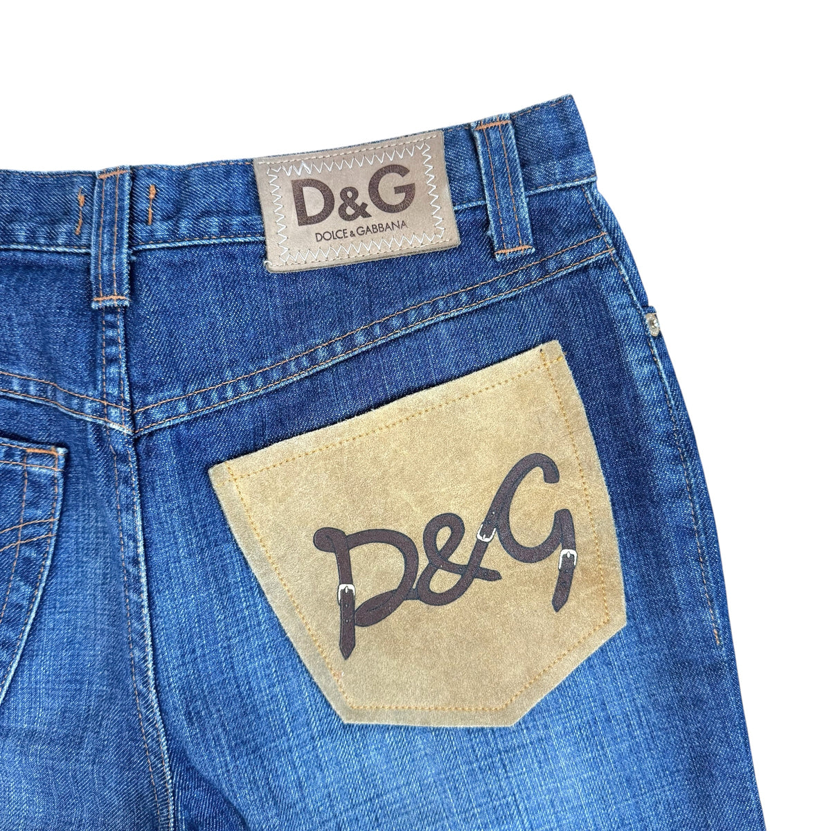 Dolce & Gabbana Dark Wash Denim Jeans With Suede Pocket