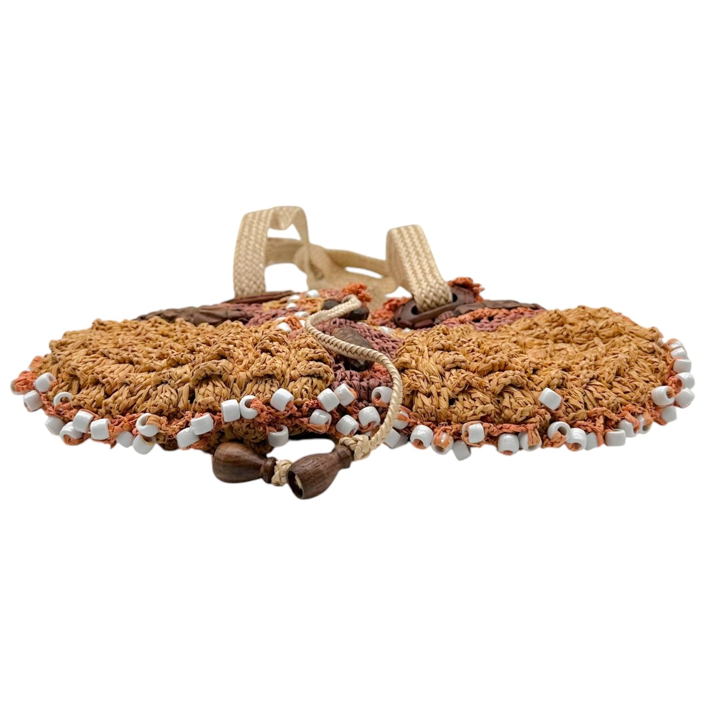 Jamin Peuch Beaded Raffia Bag Brown Terracotta
