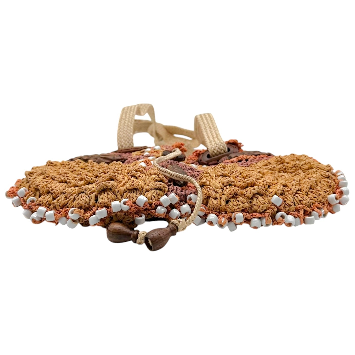 Jamin Peuch Beaded Raffia Bag Brown Terracotta