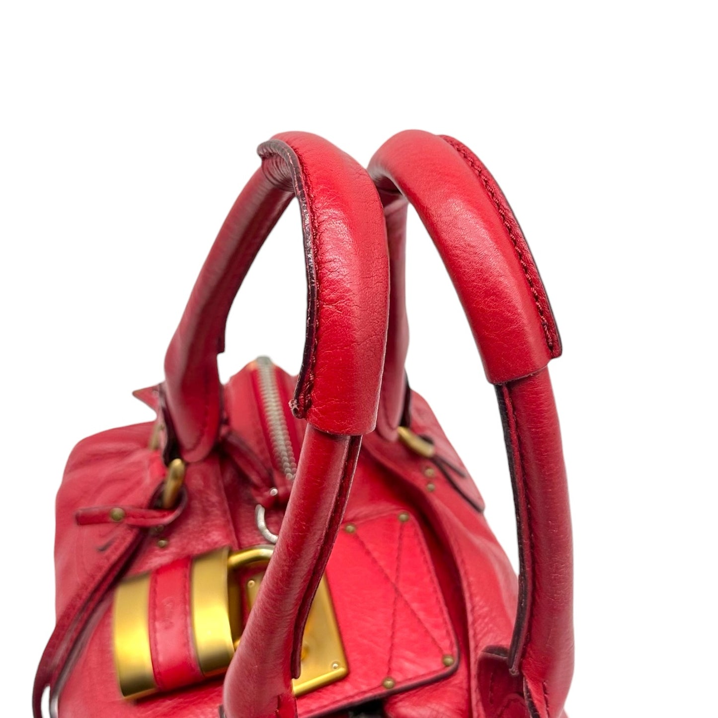 Chloé Red Leather Paddington Shoulder Bag