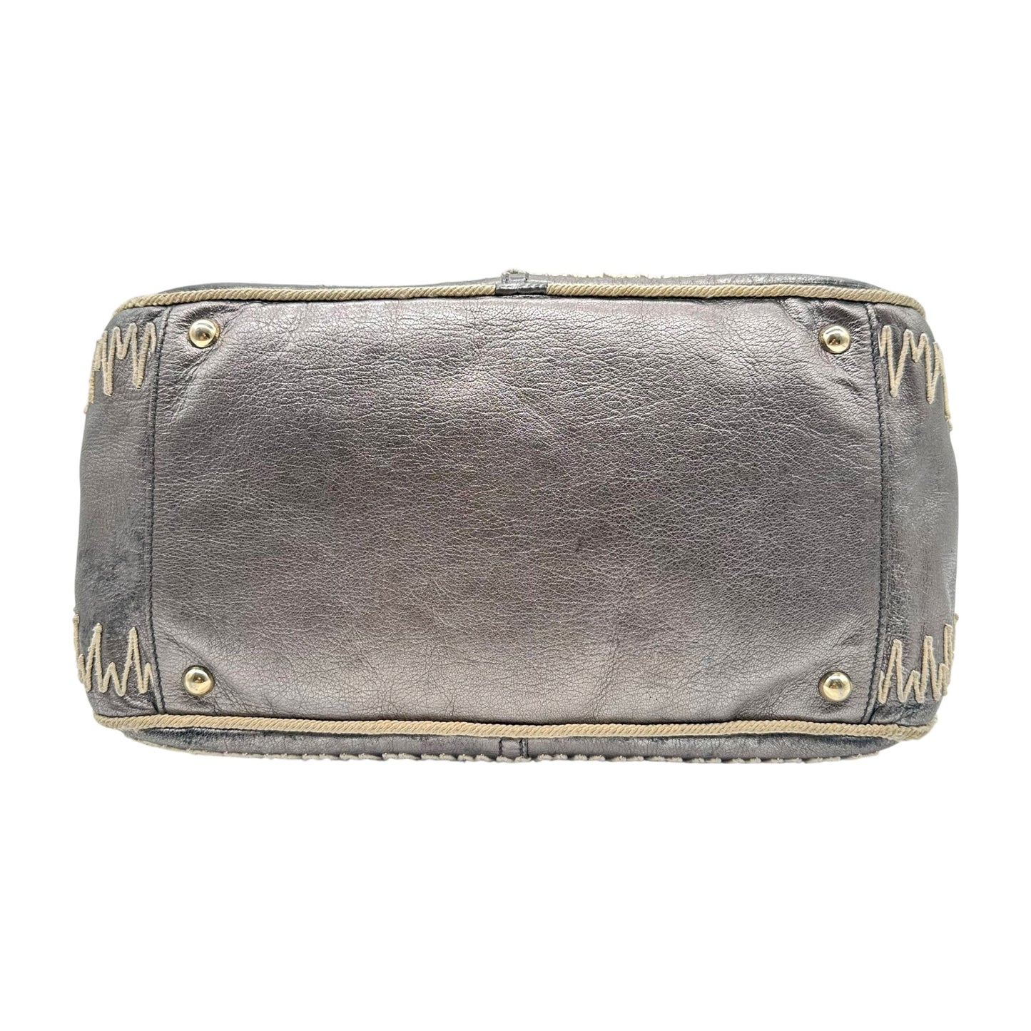 Yves Saint Laurent Rive Gauche Embroidered Metallic Leather Bowler Bag