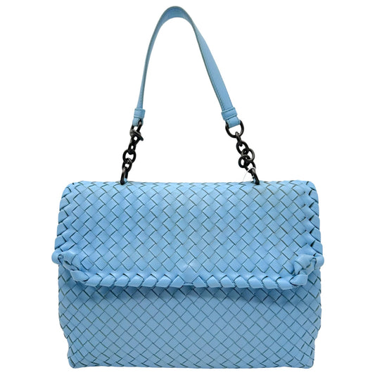 Bottega Veneta Light Blue Intrecciato Leather Flap Shoulder Bag