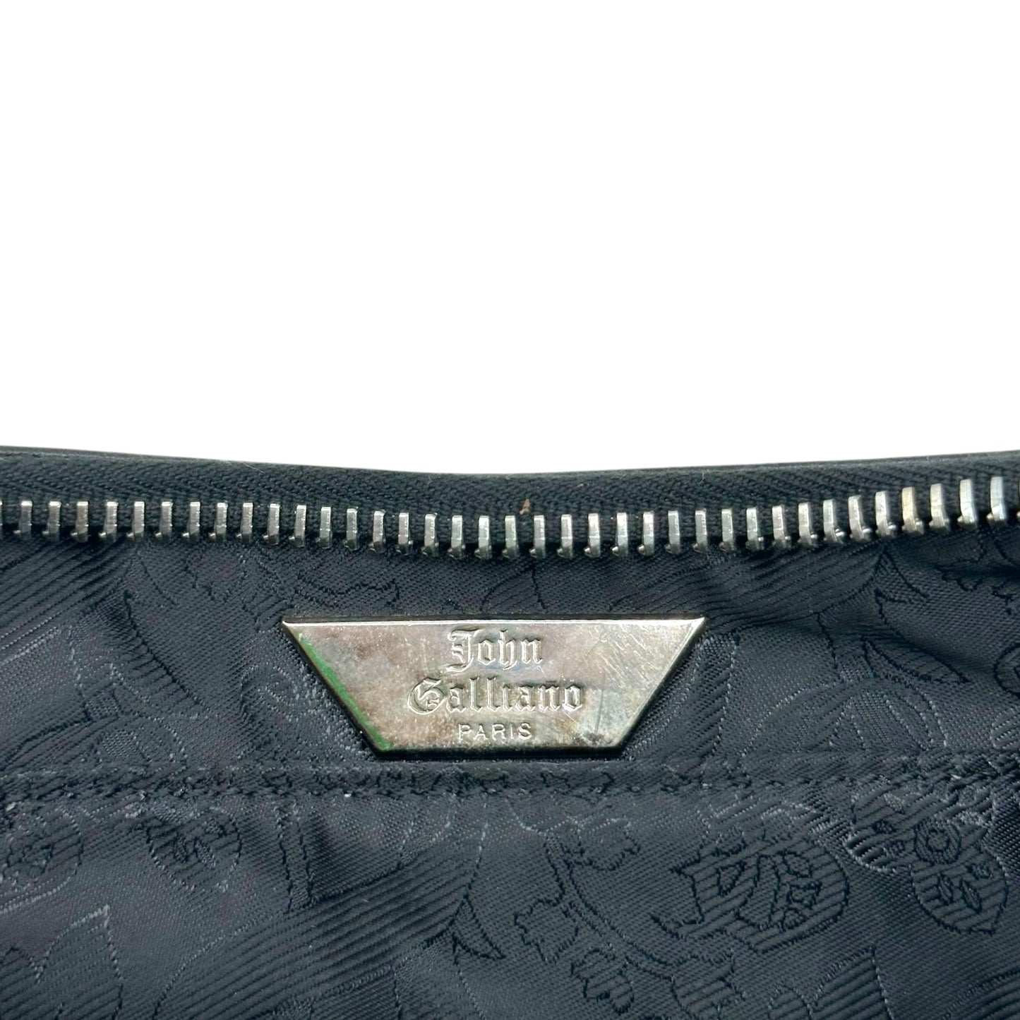 John Galliano Black & Multicolor Patchwork Floral Leather Shoulder Bag