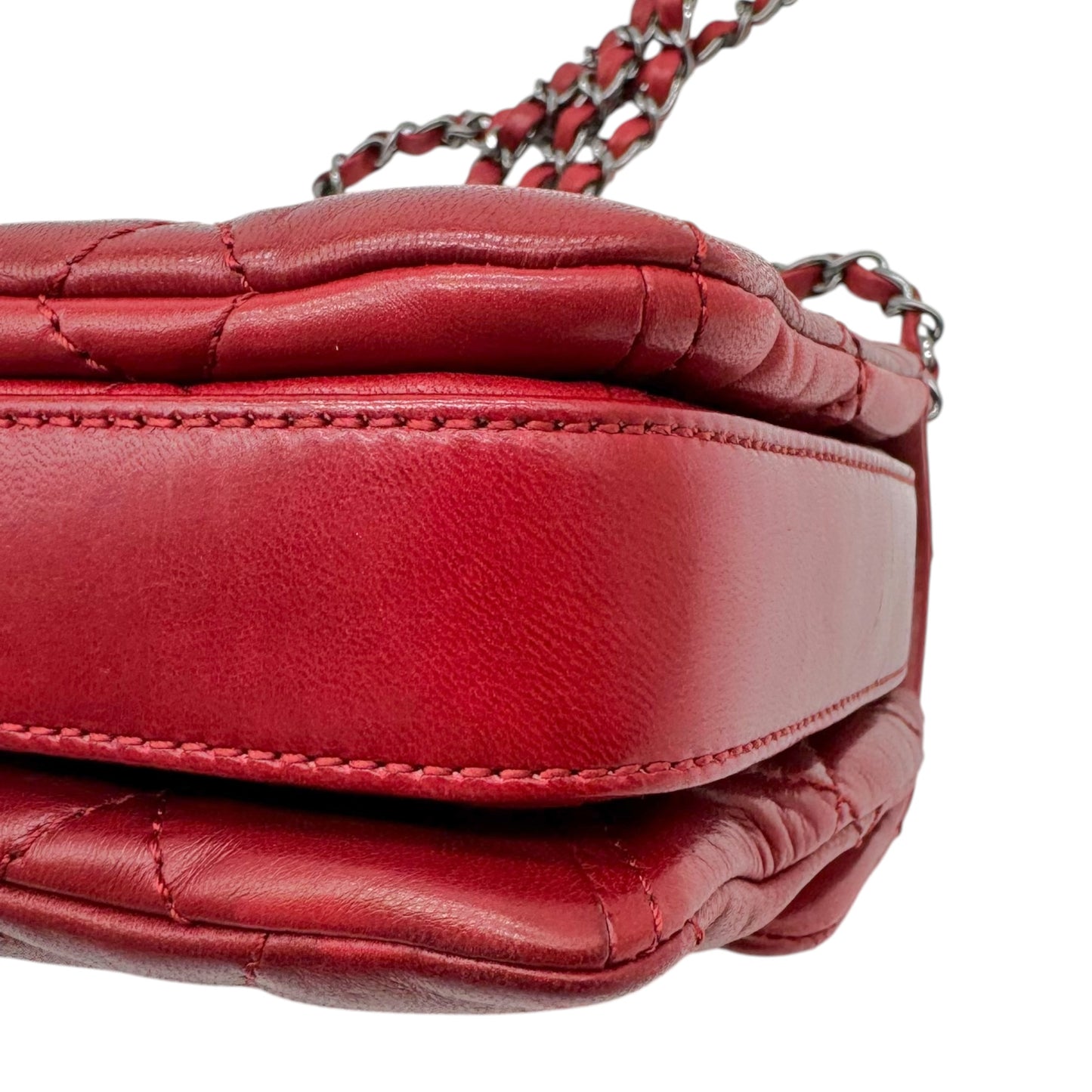Chanel Burgundy Red Matelasse Small Accordion Flap Bag