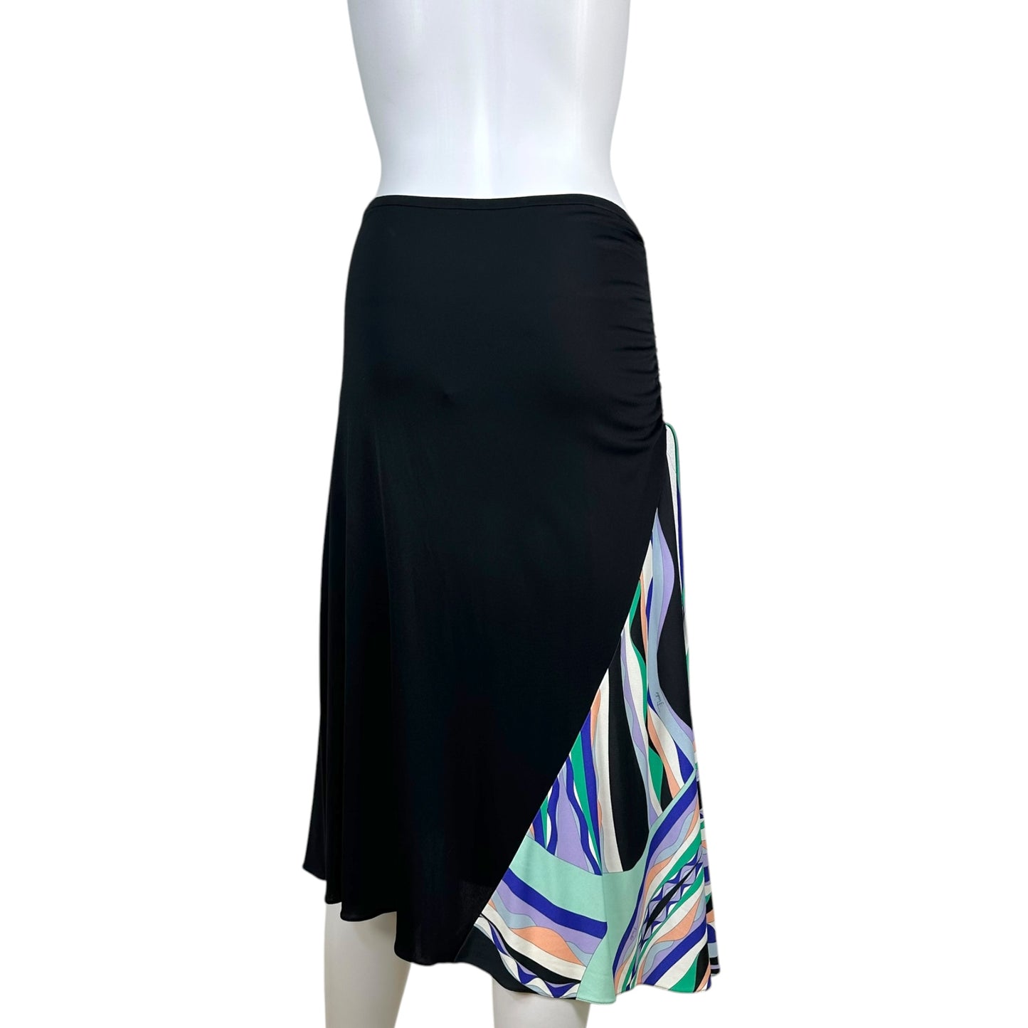 Emilio Pucci Black Multicolor Printed Panel Maxi Skirt