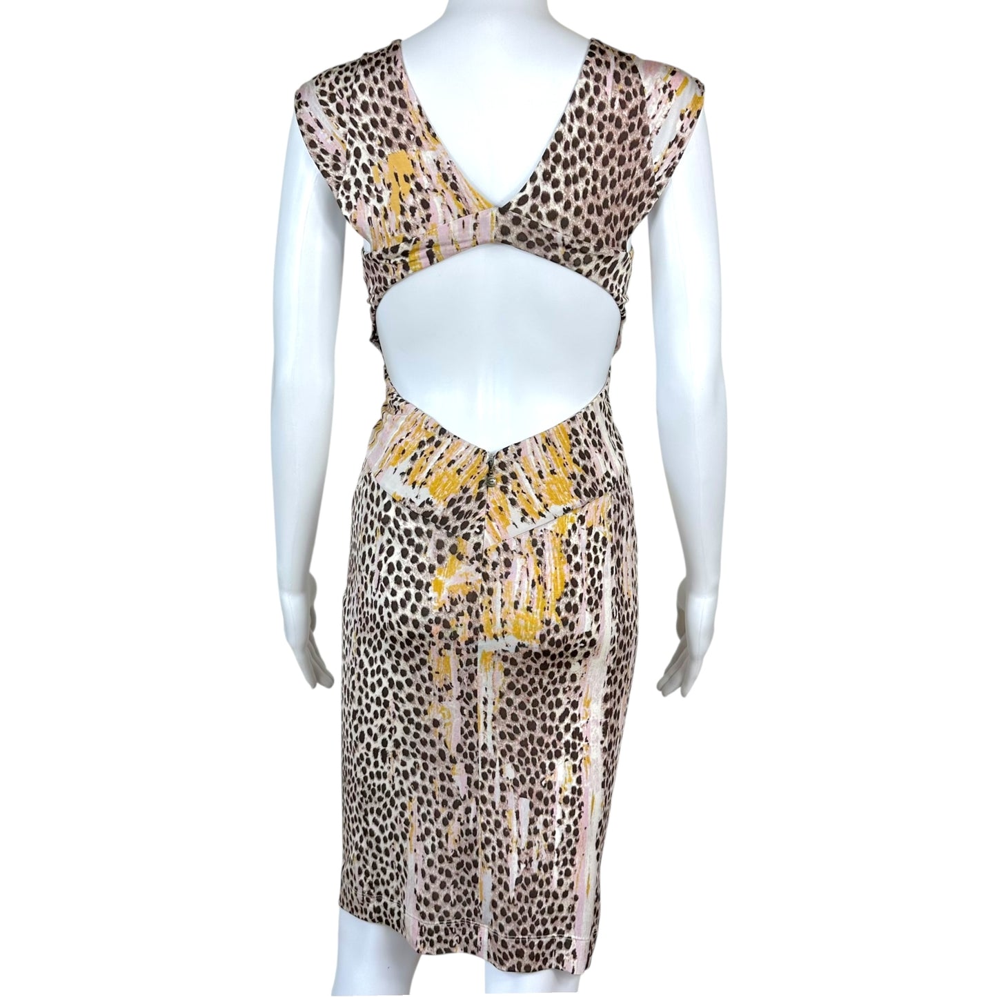 Just Cavalli Roberto Cavalli Pink Cheetah Print Backless Midi Dress