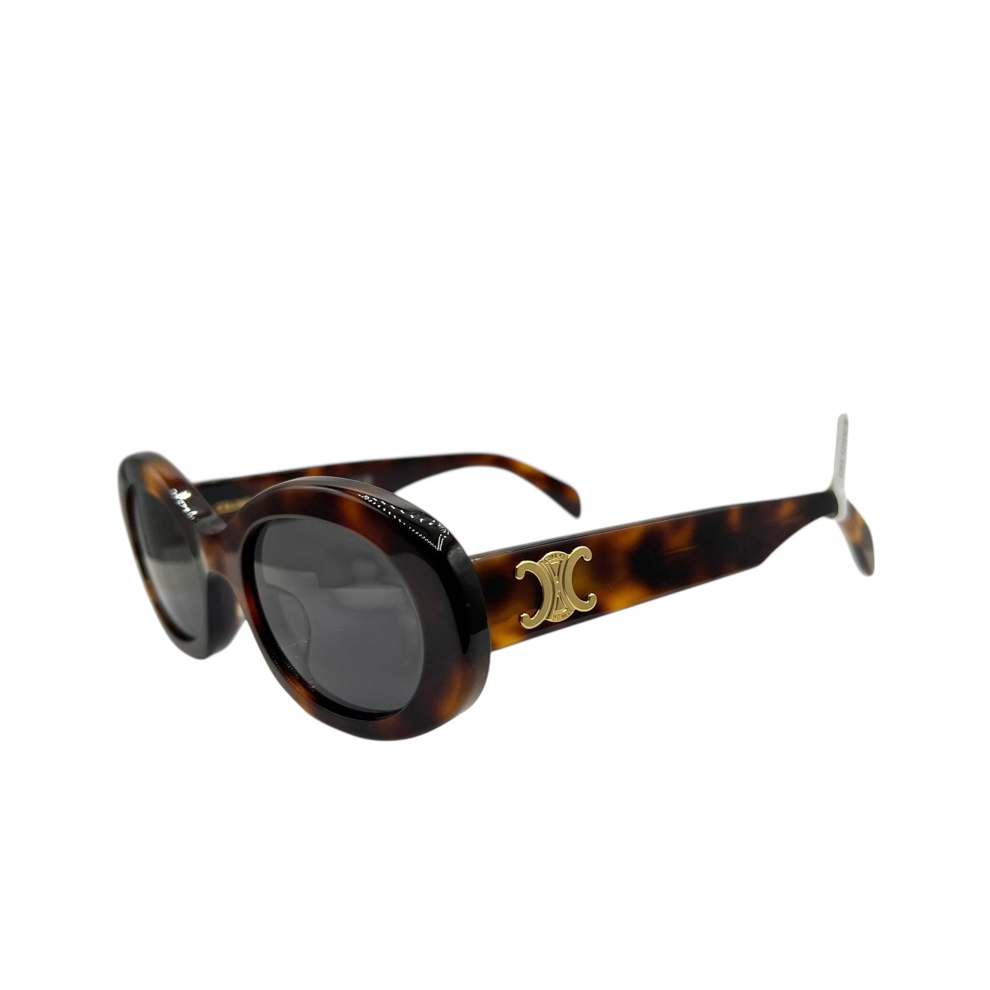 Celine Tortoise Oval Sunglasses w/ Gold Triomphe Logo CL40194U