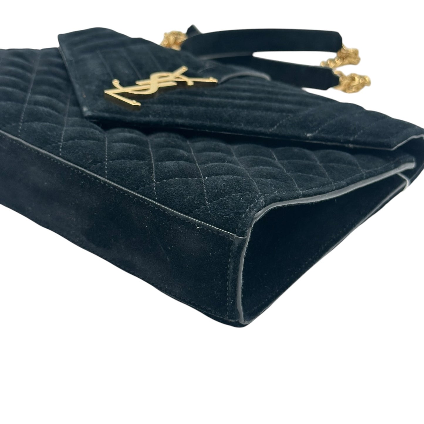 Saint Laurent Black Quilted Suede Shoulder Bag