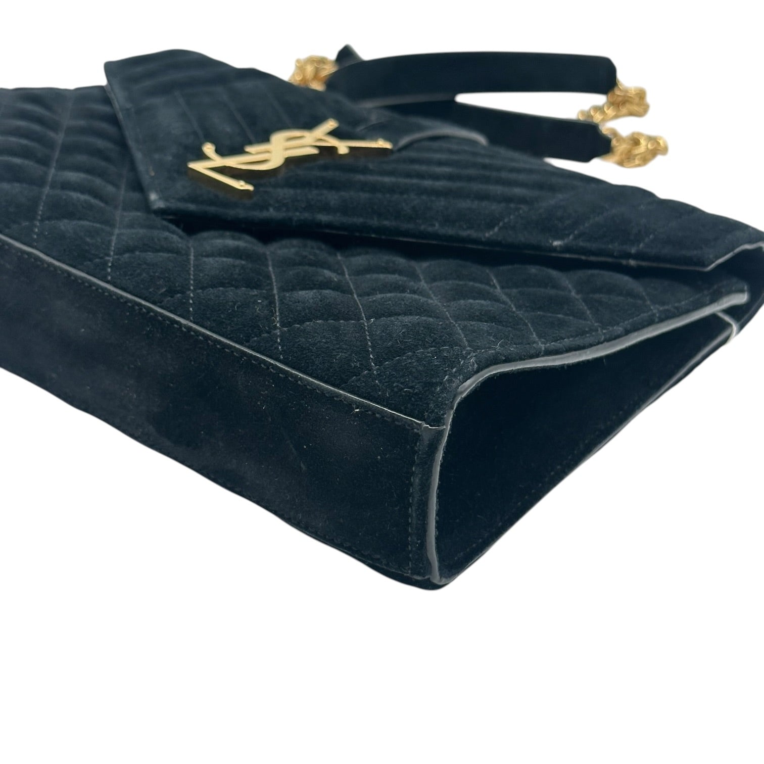 Saint Laurent Black Quilted Suede Shoulder Bag