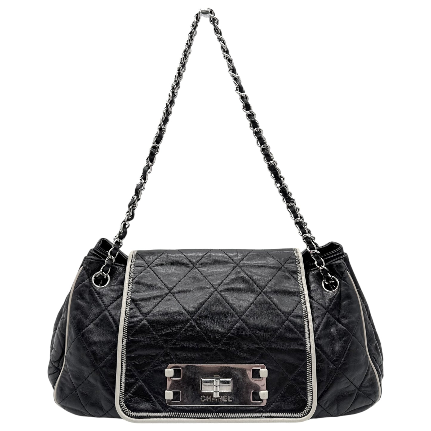 Chanel Black Matelasse Large East West Accordion Flap Bag 2006-08 - Outfit Repeater