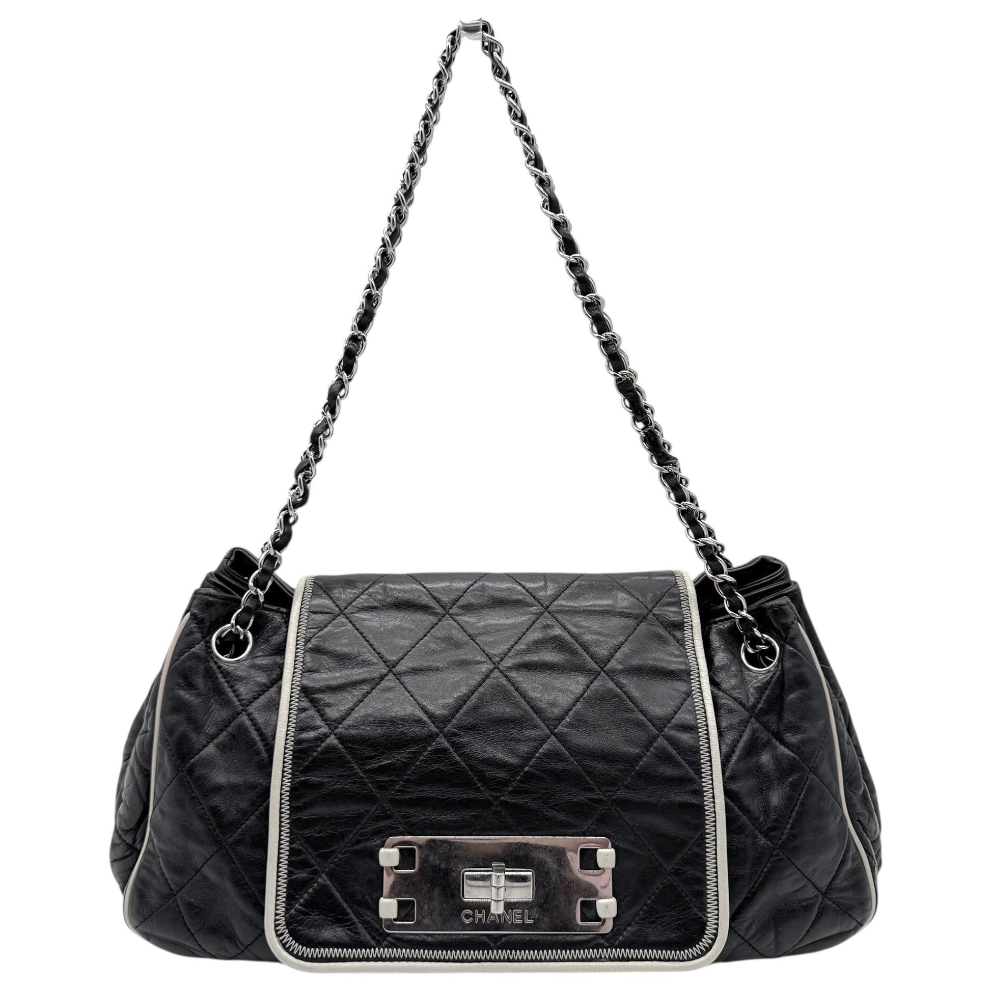 Chanel Black Matelasse Large East West Accordion Flap Bag 2006-08 - Outfit Repeater