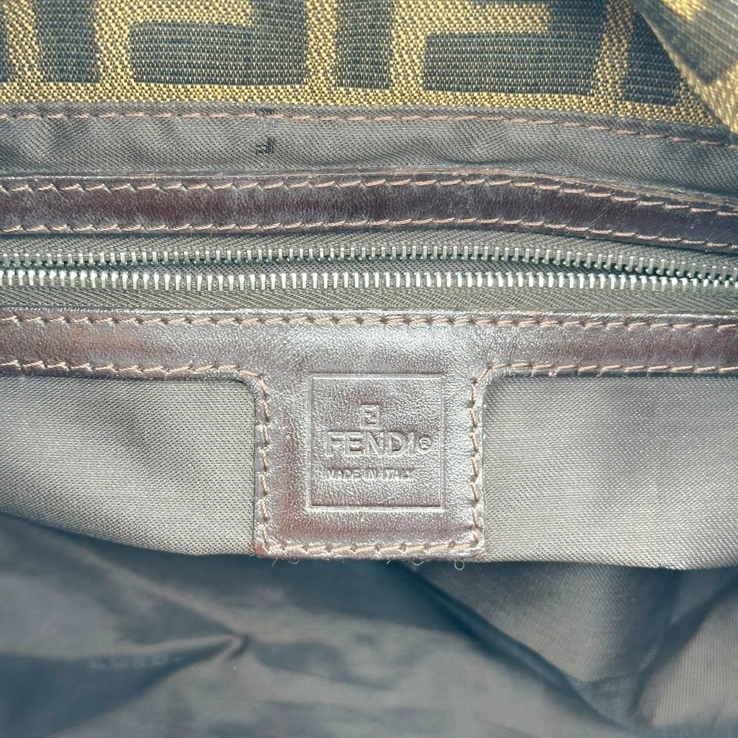 Fendi Brown Classic Zucca Monogram Mama Baguette Bag