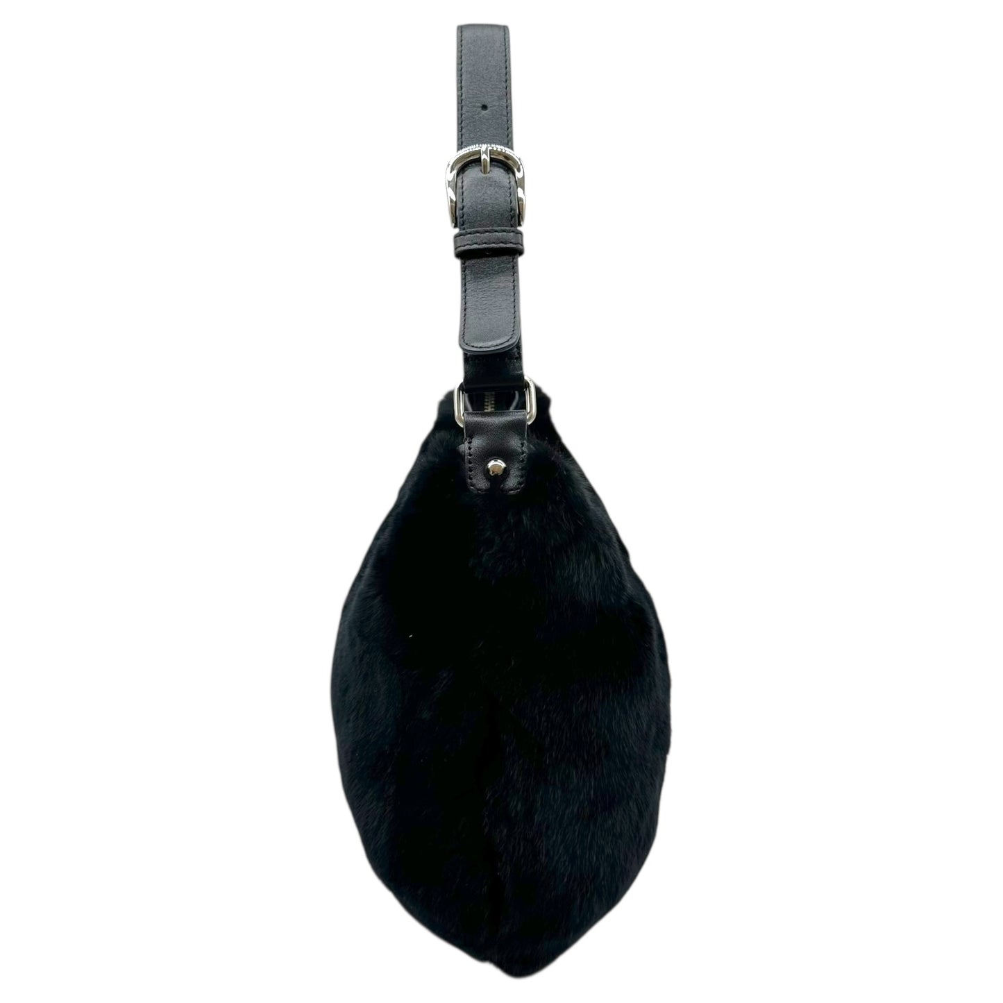 Courreges Black Rabbit Fur Shoulder Bag