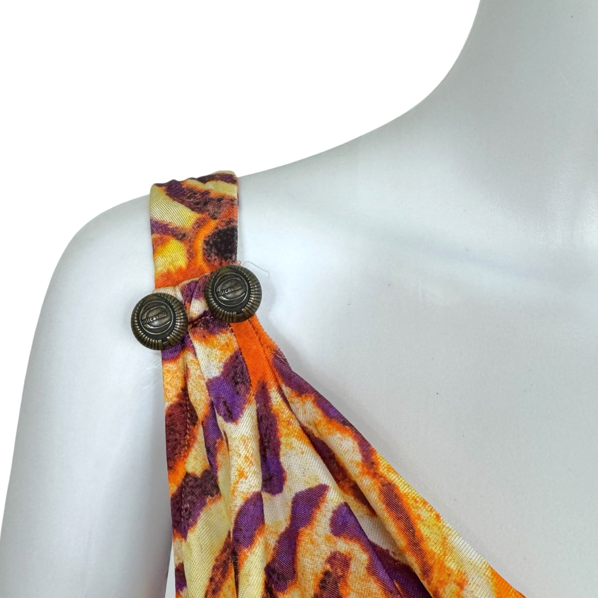Just Cavalli Roberto Cavalli Orange & Purple Tiger Print Open-Back Midi Dress