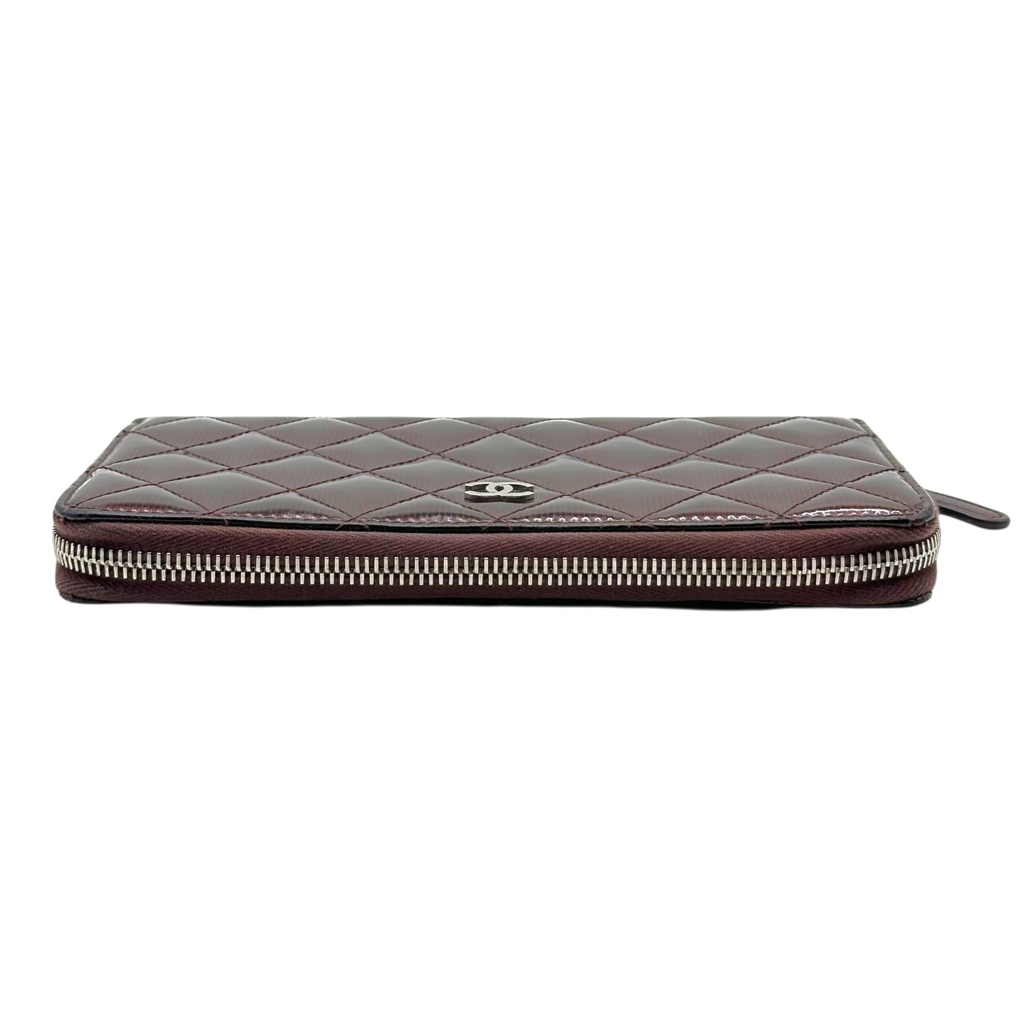 Chanel Burgundy Patent Matelasse Quilted Long Wallet - Outfit Repeater