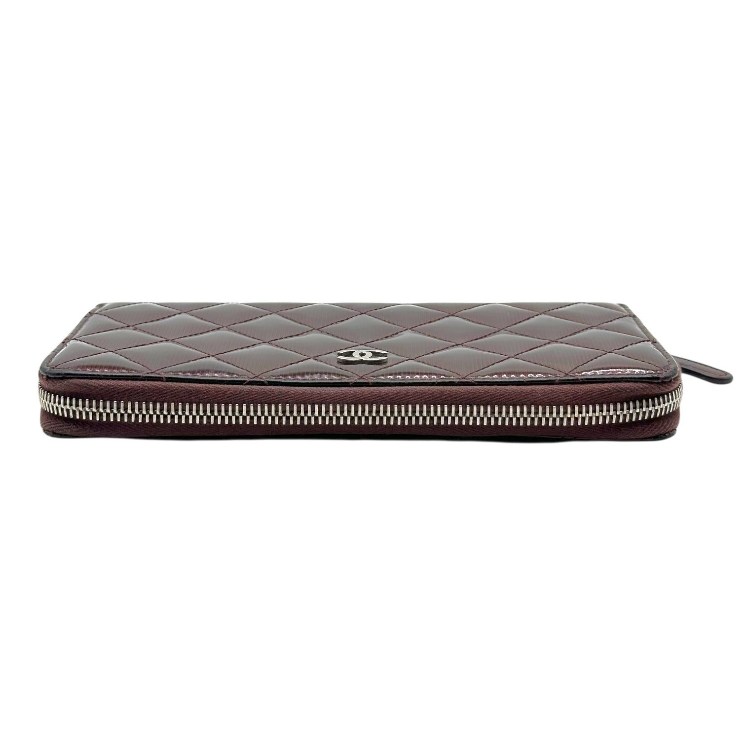 Chanel Burgundy Patent Matelasse Quilted Long Wallet - Outfit Repeater