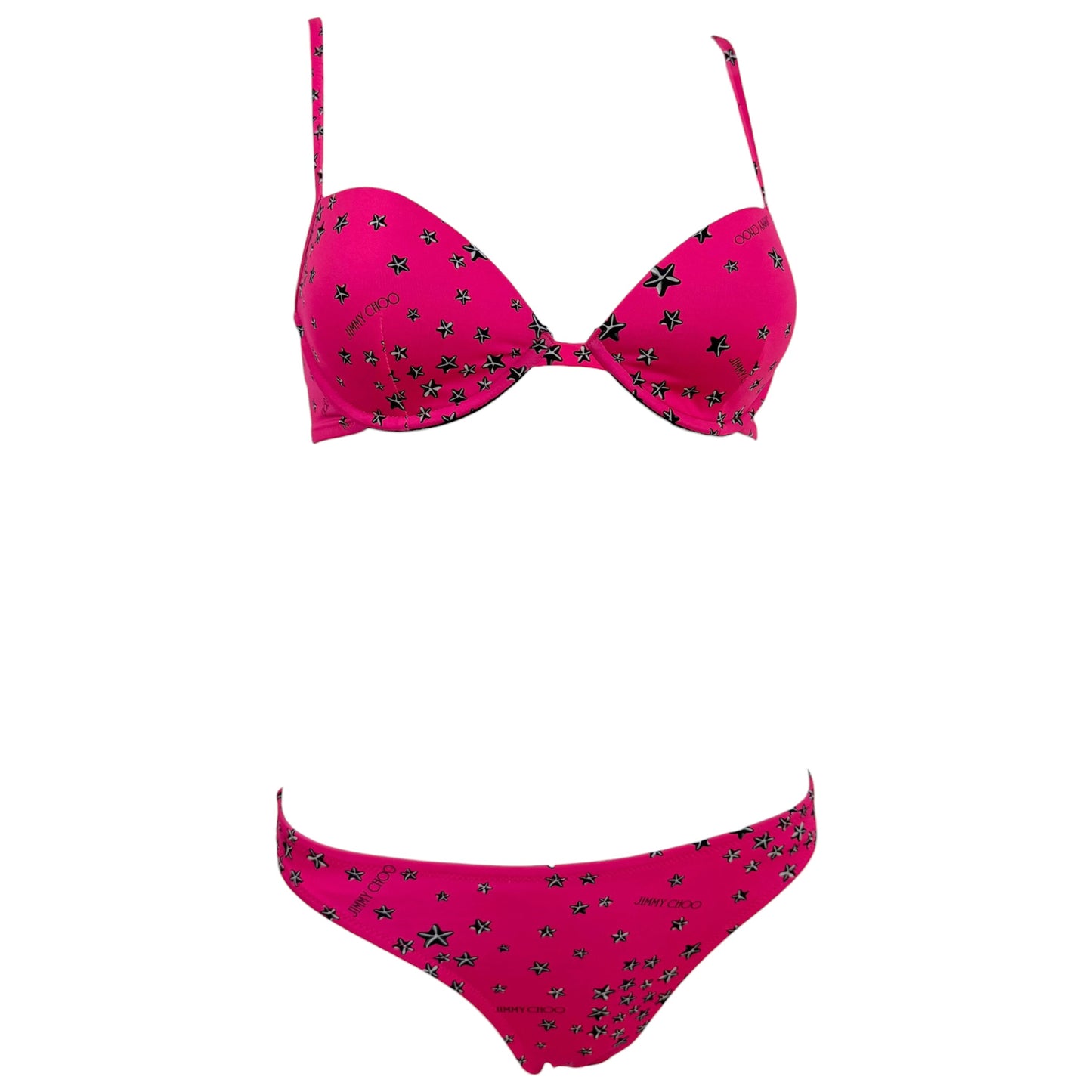 Jimmy Choo Hot Pink & Black Star Printed Bikini Set