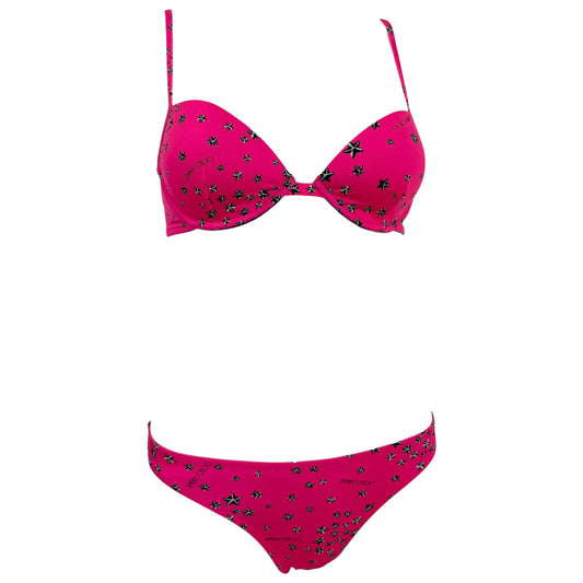 Jimmy Choo Hot Pink & Black Star Printed Bikini Set
