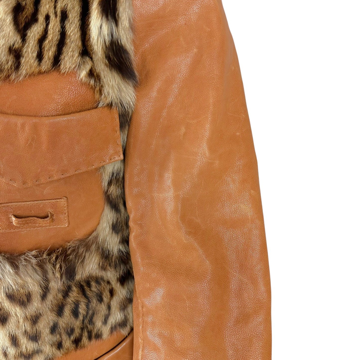 Roberto Cavalli Leopard Print Fur & Tan Leather Jacket